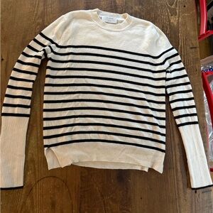 La Ligne Black and Cream Striped Cashmere Sweater